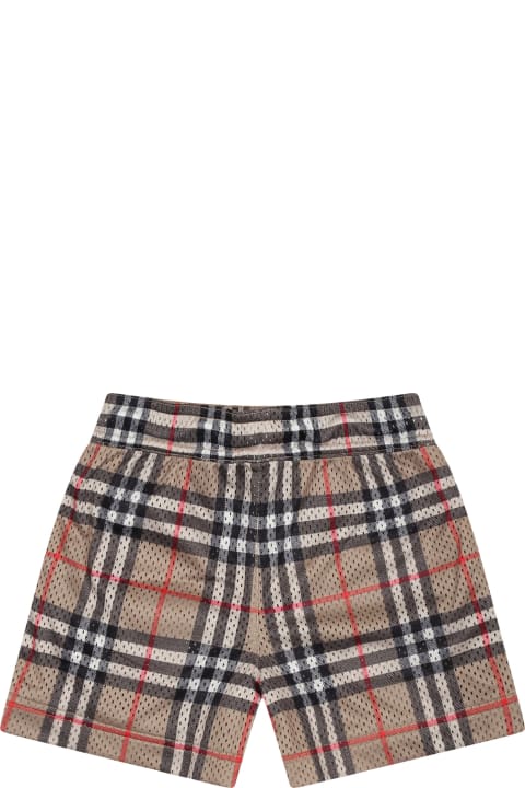 Burberry for Baby Boys Burberry Beige Sports Shorts For Baby Boy With Iconic Vintage Check