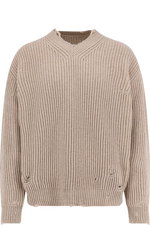 أدوات منزلية MM6 Maison Margiela Wool Blend Sweater With Distressed Effect