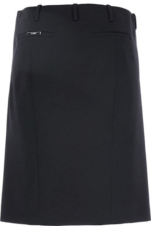 The Attico Skirts for Women The Attico Black Skirt With Two Front Slits And Logo Plaque On The Rear In Wool Woman