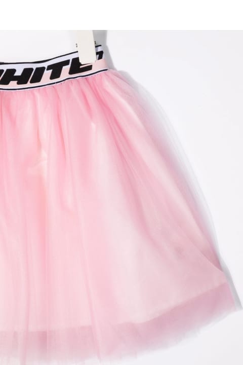 Kids Pink Tulle Skirt With Logo Band