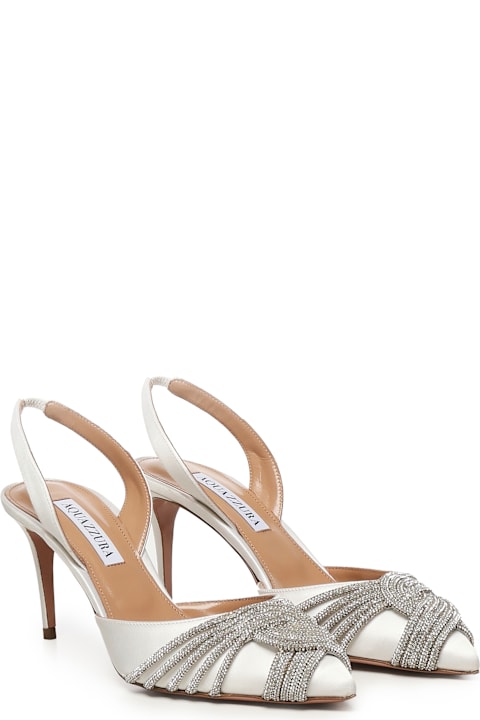 Aquazzura Shoes for Women Aquazzura Gatsby Satin Pumps With Crystals