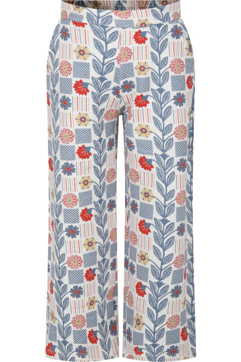 Coco Au Lait Bottoms for Girls Coco Au Lait White Trousers For Girl With Flowers Print
