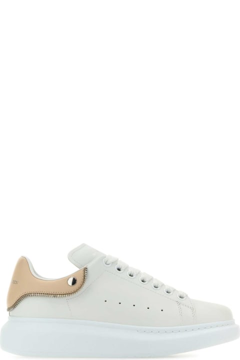 Shoes Sale for Women Alexander McQueen White Leather Sneakers With Powder Pink Leather Heel