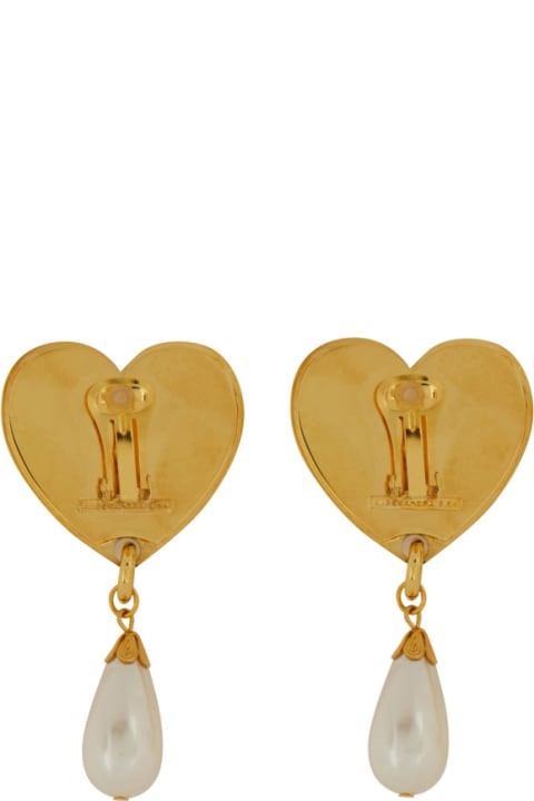 Jewelry Sale for Women Alessandra Rich Metal Heart Earrings With Crystals