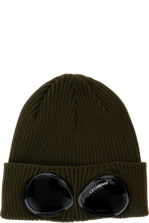 Fashion for Women C.P. Company Green Goggle Beanie With Turn-up Brim In Cotton Man
