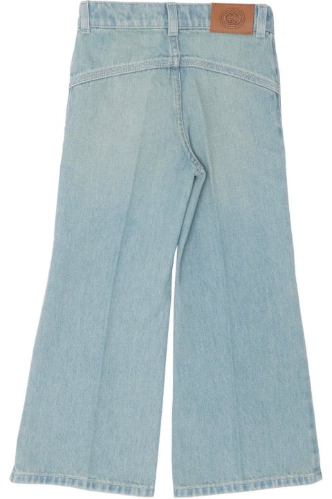 Gucci for Kids Gucci Logo Patch Wide Leg Jeans