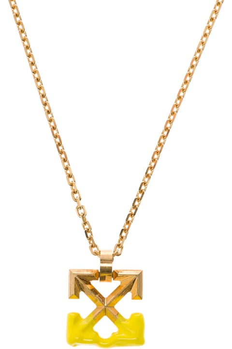 Off White Woman's Arrow Bloob  Gold Metal  Necklace