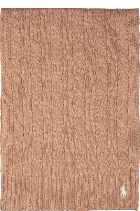 أدوات منزلية Ralph Lauren Beige Cable-knit Wool-cashmere Scarf