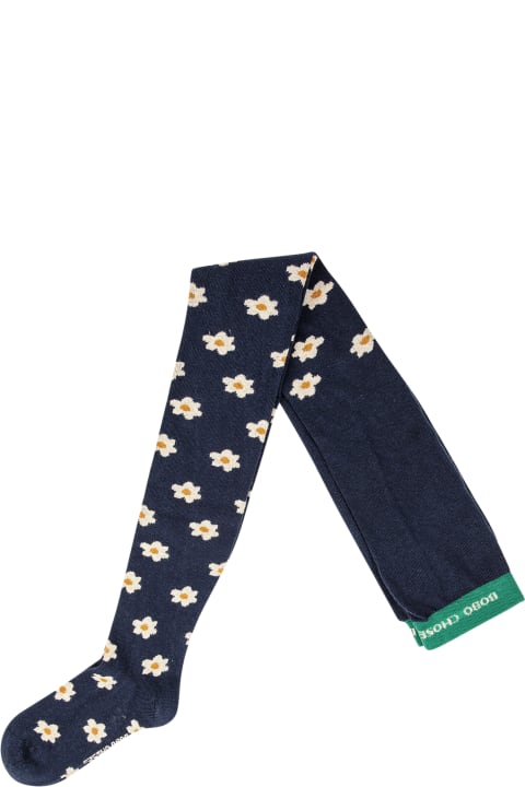Fashion for Kids Bobo Choses Blue Tights For Girl With Daisies