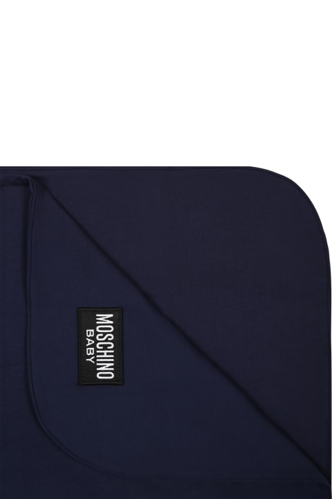 Accessories & Gifts for Baby Girls Moschino Blue Blanket For Babies With Teddy Bear And Logo