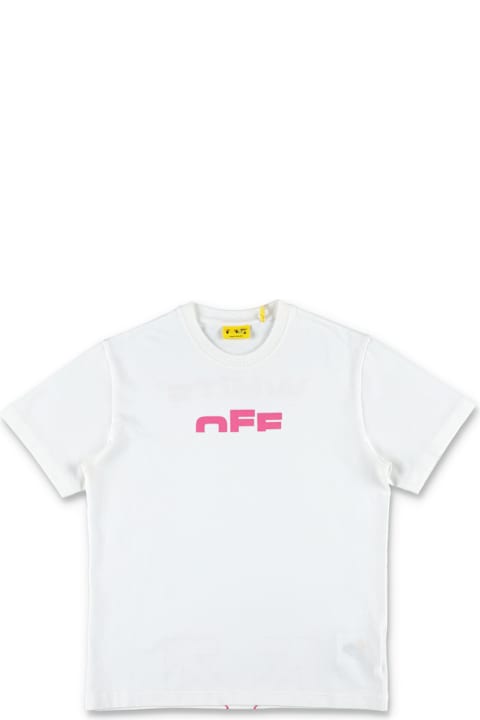 Homeware Off-White Off-white Kids White Cotton T-shirt With Pink Logo Print