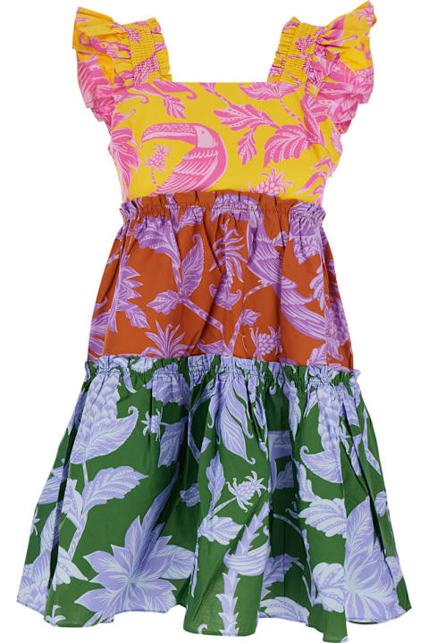 Farm Rio for Men Farm Rio Multicolor Dress With All-over Floral Motif And Ruffled Skirt In Cotton Woman