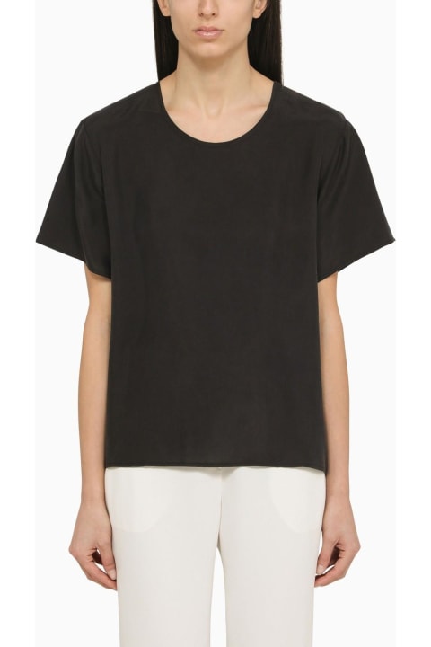 Fashion for Women Parosh Black Silk T-shirt