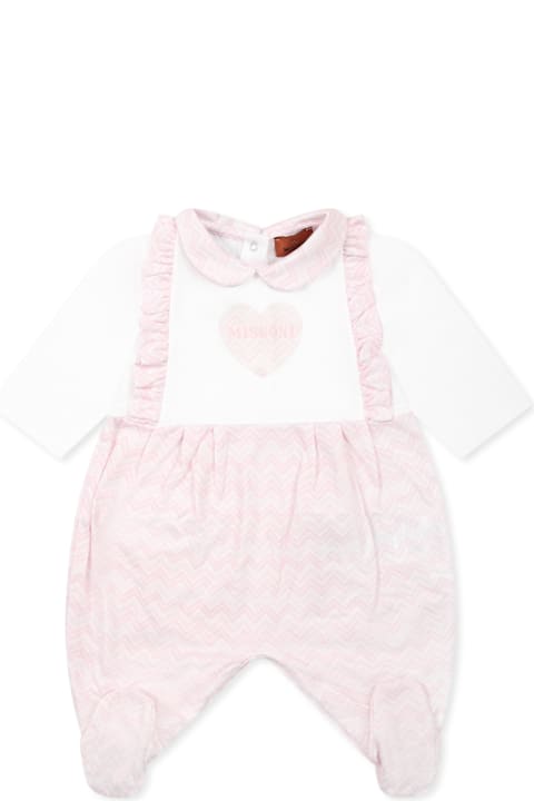 Missoni for Kids Missoni Pink Babygrow Set For Baby Girl With Logo