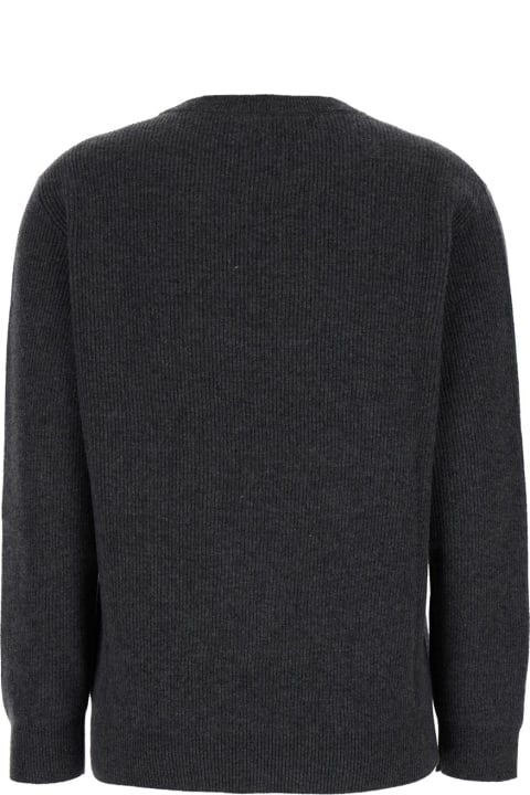Brunello Cucinelli for Women Brunello Cucinelli Grey Crewneck Sweater In Ribbed Cashmere Woman