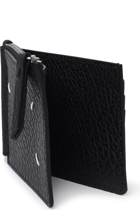 Four Stitches Black Hammered Leather Wallet