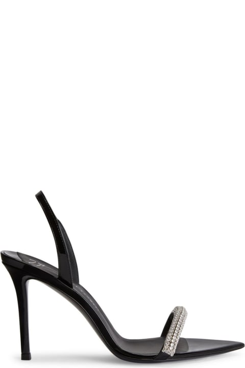 Giuseppe Zanotti for Women Giuseppe Zanotti Black Patent Leather Slingback Sandals
