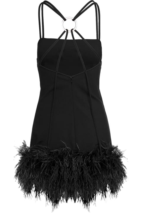 The Attico for Women The Attico 'fujiko' Mini Black Dress With Ostrich Boa Feathers And Side Split Woman The Attico