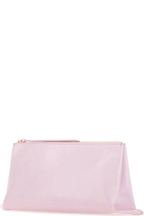 Jil Sander Clutches for Women Jil Sander Pastel Pink Leather Medium Clutch