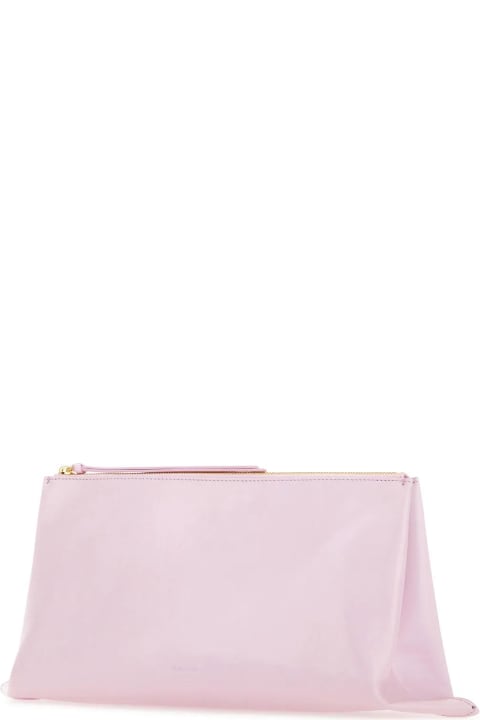 Jil Sander Women Jil Sander Pastel Pink Leather Medium Clutch