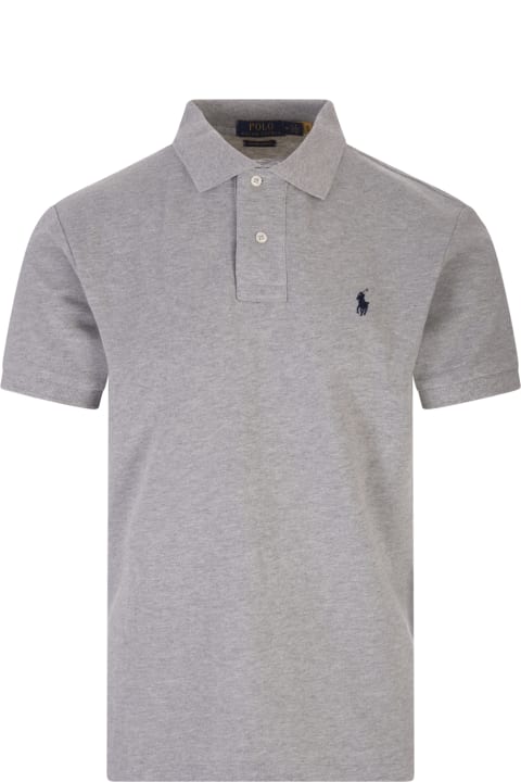 Fashion for Men Polo Ralph Lauren Man Slim-fit Custom Polo Shirt In Grey Pique' With Contrast Pony