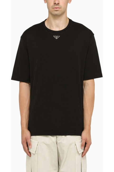 Prada for Men Prada Black T-shirt With Logo Plaque