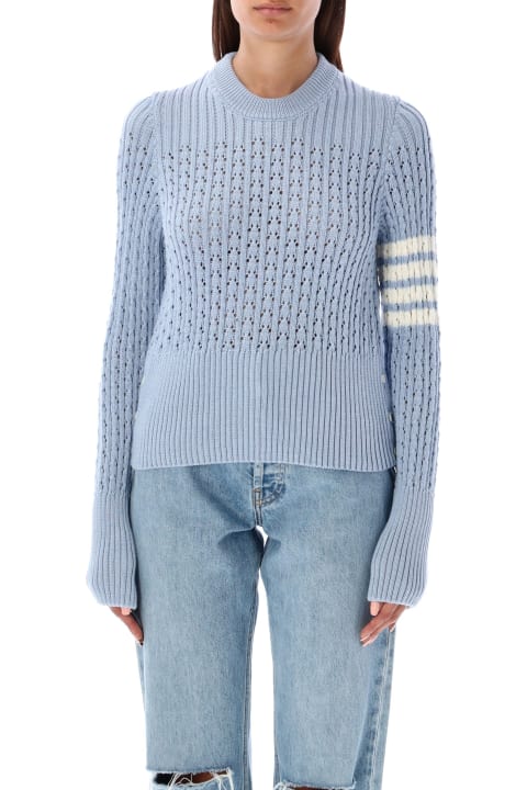 Sweaters for Women Thom Browne Pointelle Rib Stitch Boxy Pull