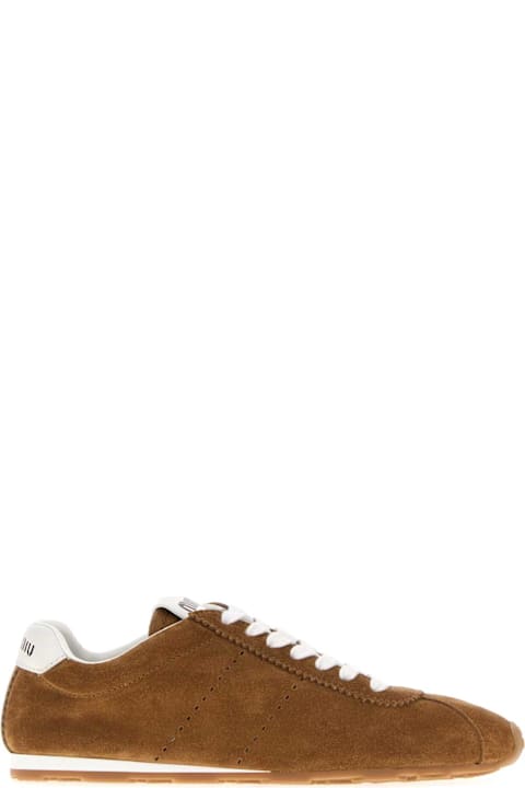 Miu Miu Camel Suede Plume Sneakers