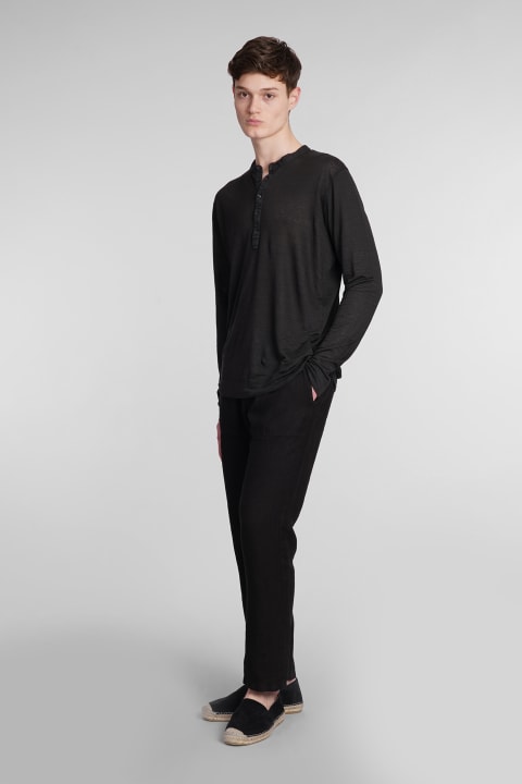 120% Lino Clothing for Men 120% Lino T-shirt In Black Linen