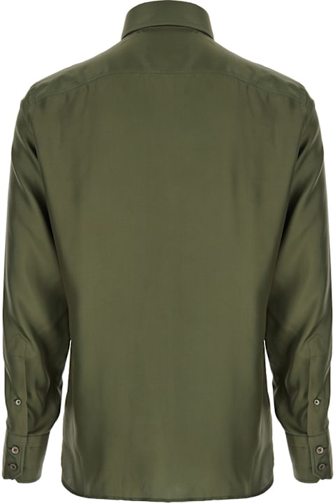 Tom Ford for Men Tom Ford Green Shirt With Patch Pockets In Silk Man