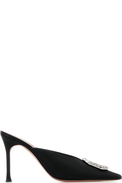 Homeware Amina Muaddi Camelia Mule 90 Satin Black White