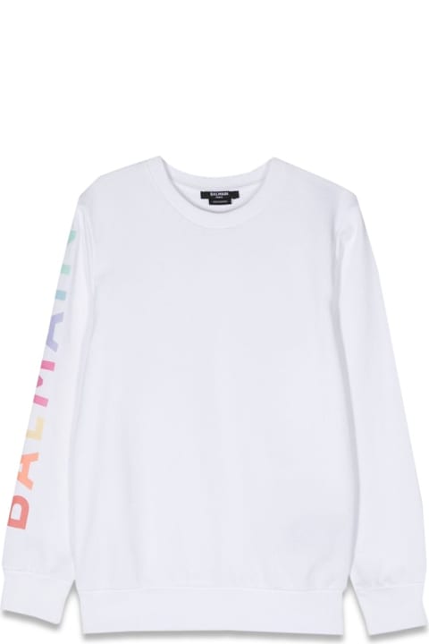 Balmain لـ Kids Balmain Sweatshirt Crewneck Logo On Sleeve