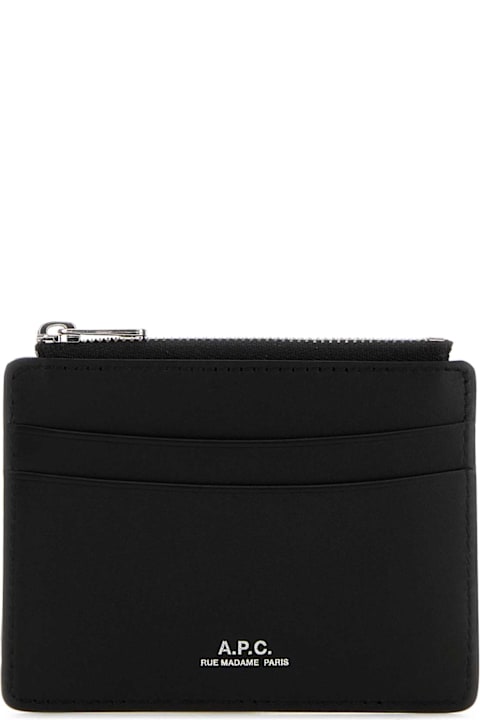 A.P.C. محافظ لـ القسم الرجالي A.P.C. Black Leather Paris Card Holder