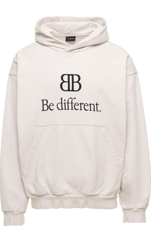 'be Different' Black Hoodie In Cotton Jersey Man Balenciaga