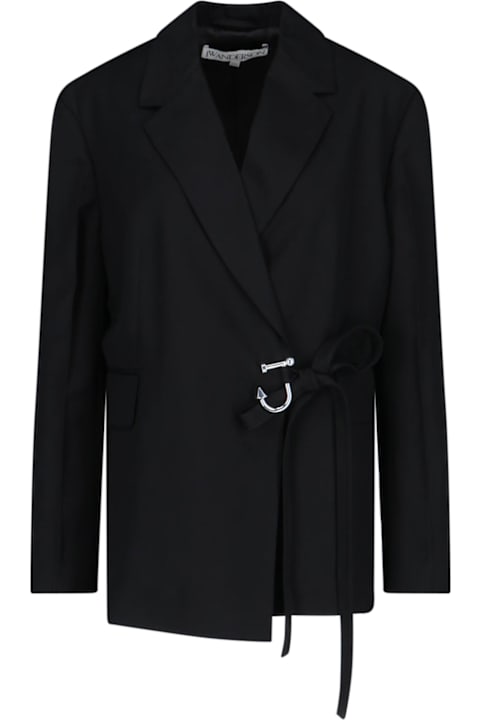 【送料&関税込】J.W. Anderson Tailored Belted Blazer J. W. Anderson Belted Tailored Blazer – Black | ShopSimon