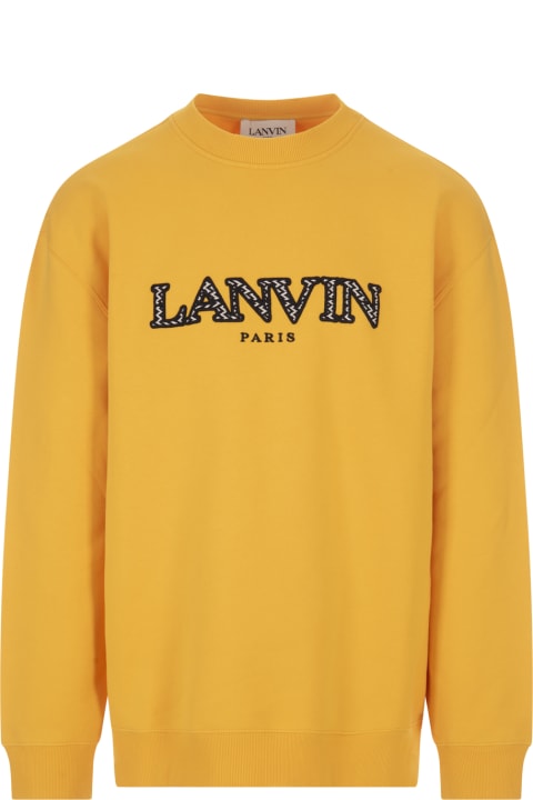 Lanvin for Men Lanvin Yellow Sweatshirt With Embroidered Lanvin Curb Logo
