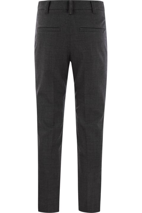 Brunello Cucinelli Pants & Shorts for Women Brunello Cucinelli Stretch Virgin Wool Cigarette Trousers With Jewellery
