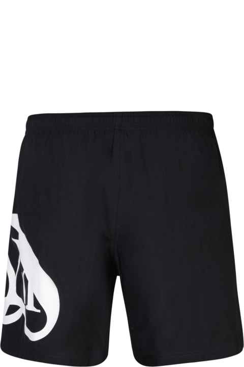 ウィメンズ 水着 Alexander McQueen Seal-printed Elasticated-waist Swim Shorts