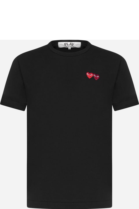 メンズ トップス Comme des Garçons Double Heart Patch Cotton T-shirt