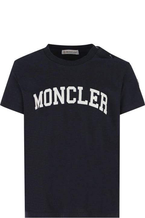 Topwear for Baby Boys Moncler Logo Flocked Crewneck T-shirt