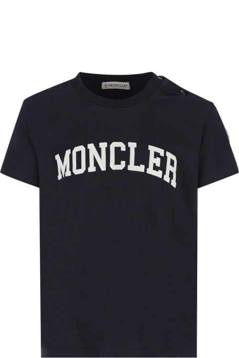 Moncler T-Shirts & Polo Shirts for Baby Boys Moncler Logo Flocked Crewneck T-shirt