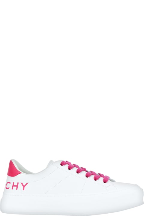 ウィメンズ新着アイテム Givenchy Givenchy City Sport Sneakers In White/neon Pink Leather