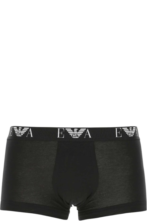 Emporio Armani Underwear for Men Emporio Armani Black Cotton Boxer Set
