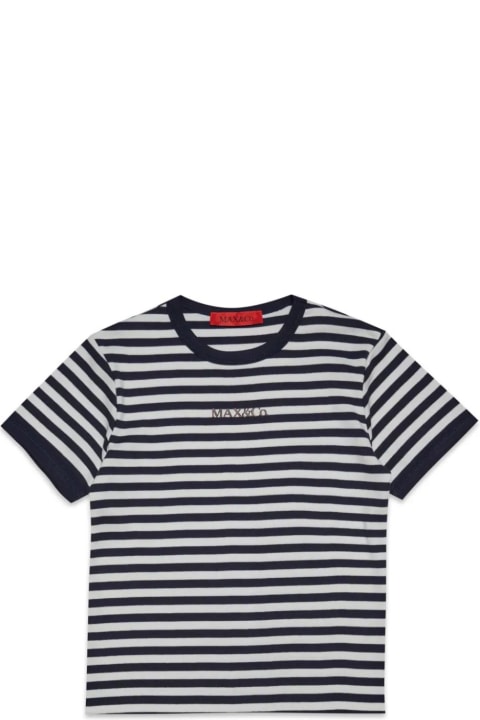 Max&Co. Kids Max&Co. White And Blue Striped T-shirt With Logo