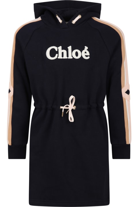 Dresses for Girls Chloé Blue Casual Dress For Girl With Logo