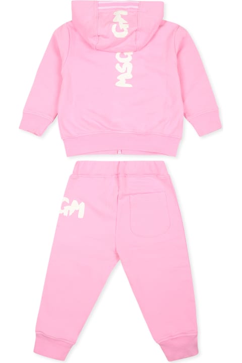 MSGM أطقم وبودي سوت لـ رُضع بنات MSGM Pink Suit For Baby Girl With Logo