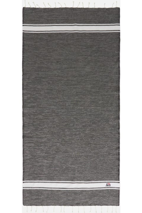 メンズ 水着 MC2 Saint Barth Fouta Towel With Black Lurex Striped
