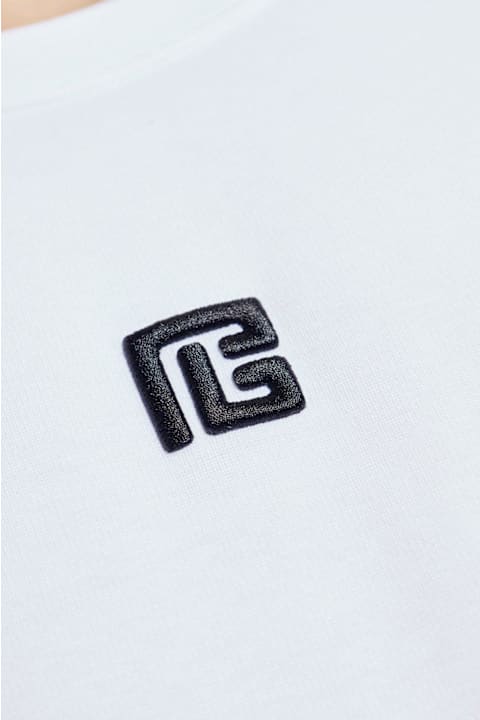 Balmain ملابس علوية لـ القسم الرجالي Balmain Logo Embroidered Crewneck T-shirt