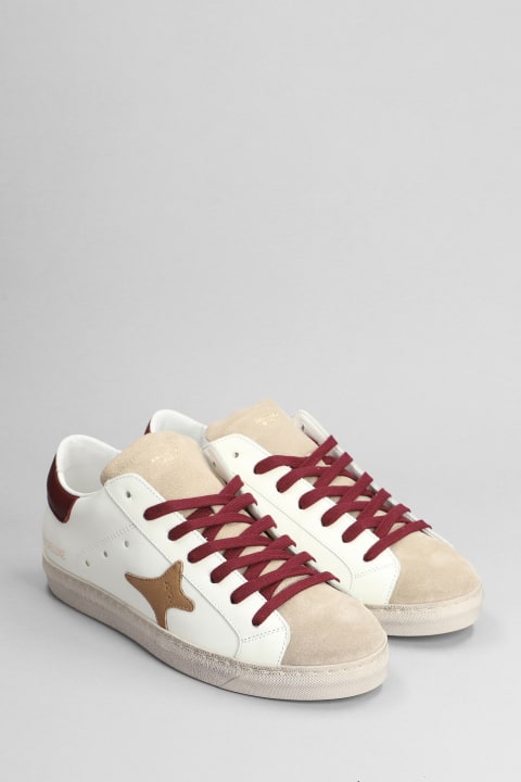 Sneakers In White Suede And Leather