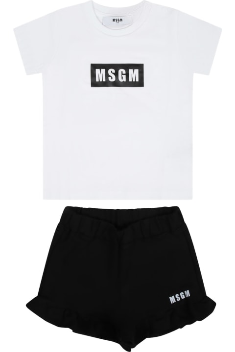 Bottoms for Baby Girls MSGM Black Set For Baby Girl With Logo